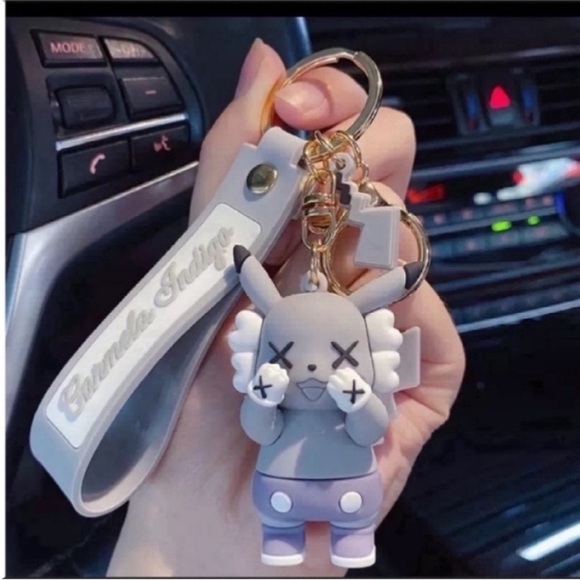 Pikachu Gray key ring Key Chain bag Charm Key fob  pendant New Cute In S… - Picture 10 of 10